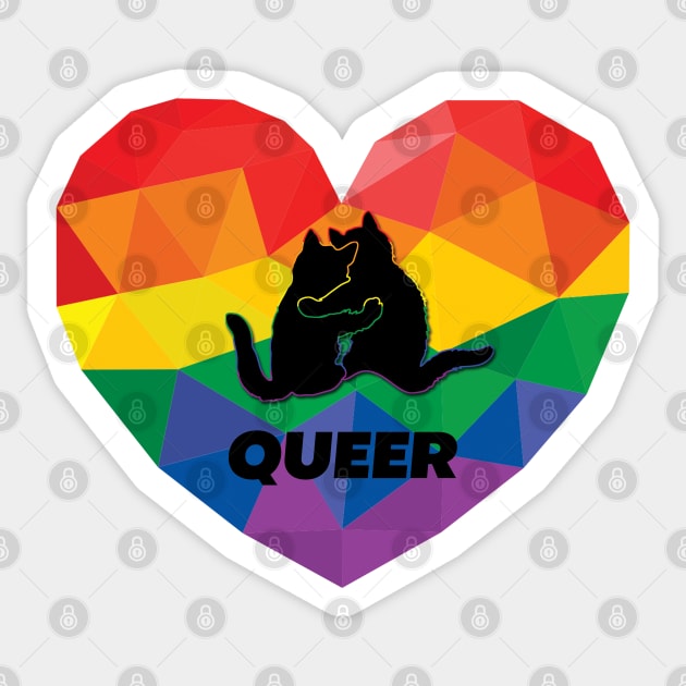 Hugging queer cats pride love Sticker by bittergodart